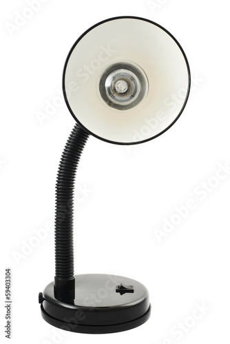 Black office table lamp isolated
