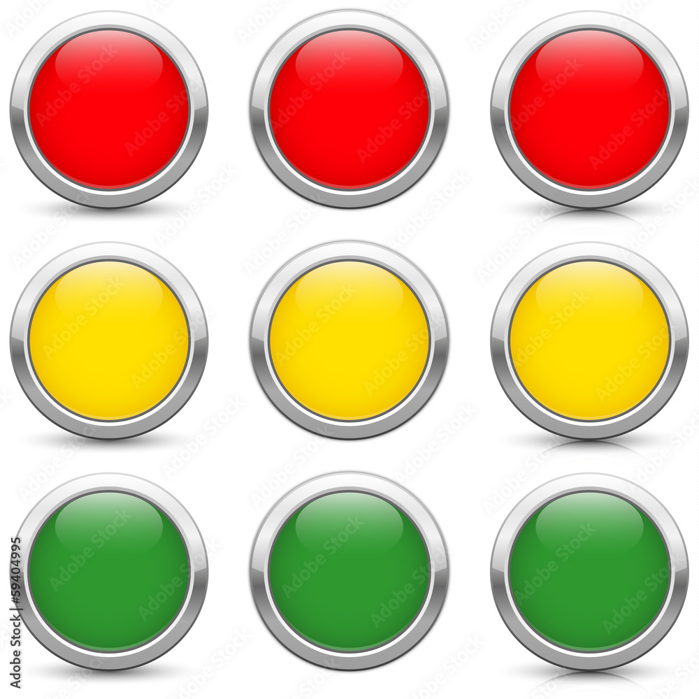 traffic lights buttons icons, three variants traffic lights buttons icons, three variants