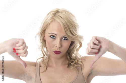 Young Woman Thumbs Down