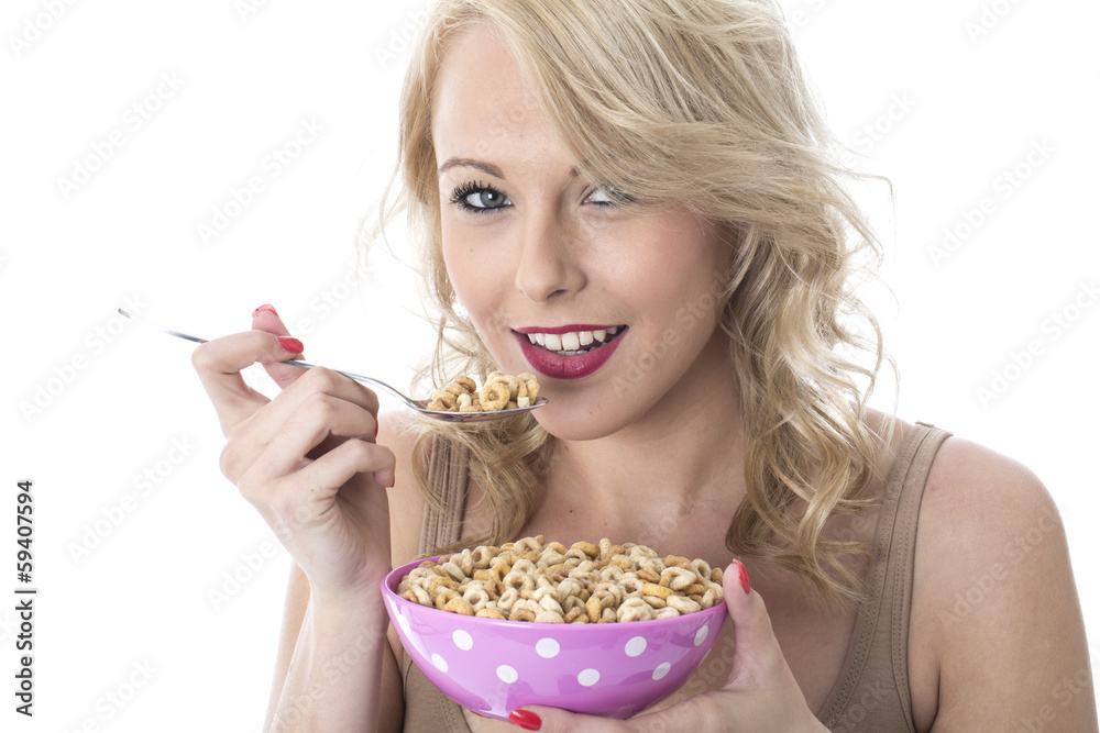 Young Woman Eating Breakfast Cereals Young Woman Eating Breakfast Cereals