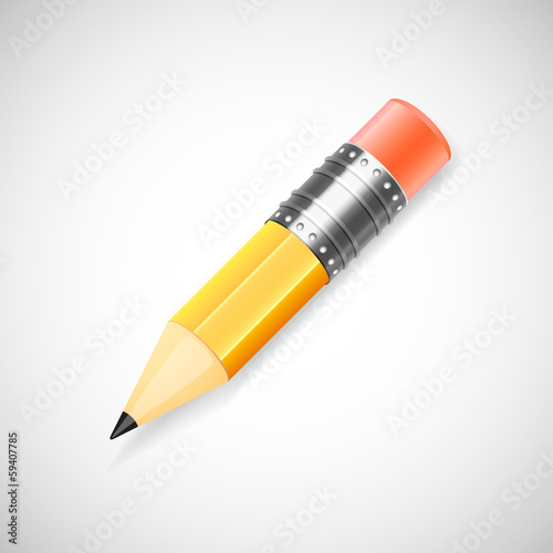 Yellow pencil, isolated on white background