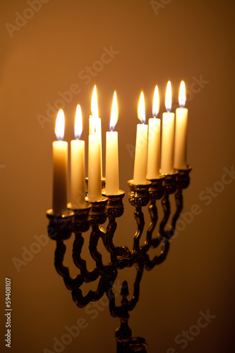 candles on hanukkah menorah