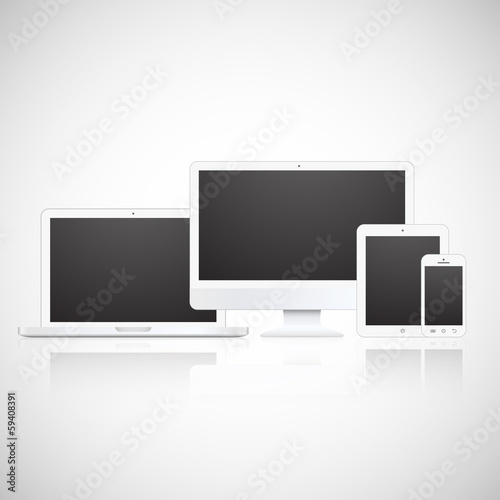 Vector laptop, tablet, monitor and phone