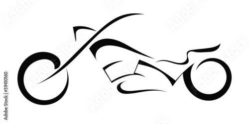 Black silhouette of a motorcycle on a white background