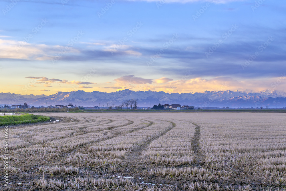 Obraz premium Countryside winter panorama color image