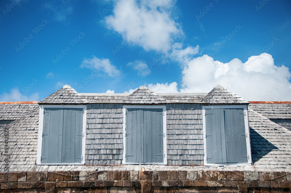 Old maritime stone house Exterior at Shirley Heights, Antigua Old maritime stone house Exterior at Shirley Heights, Antigua