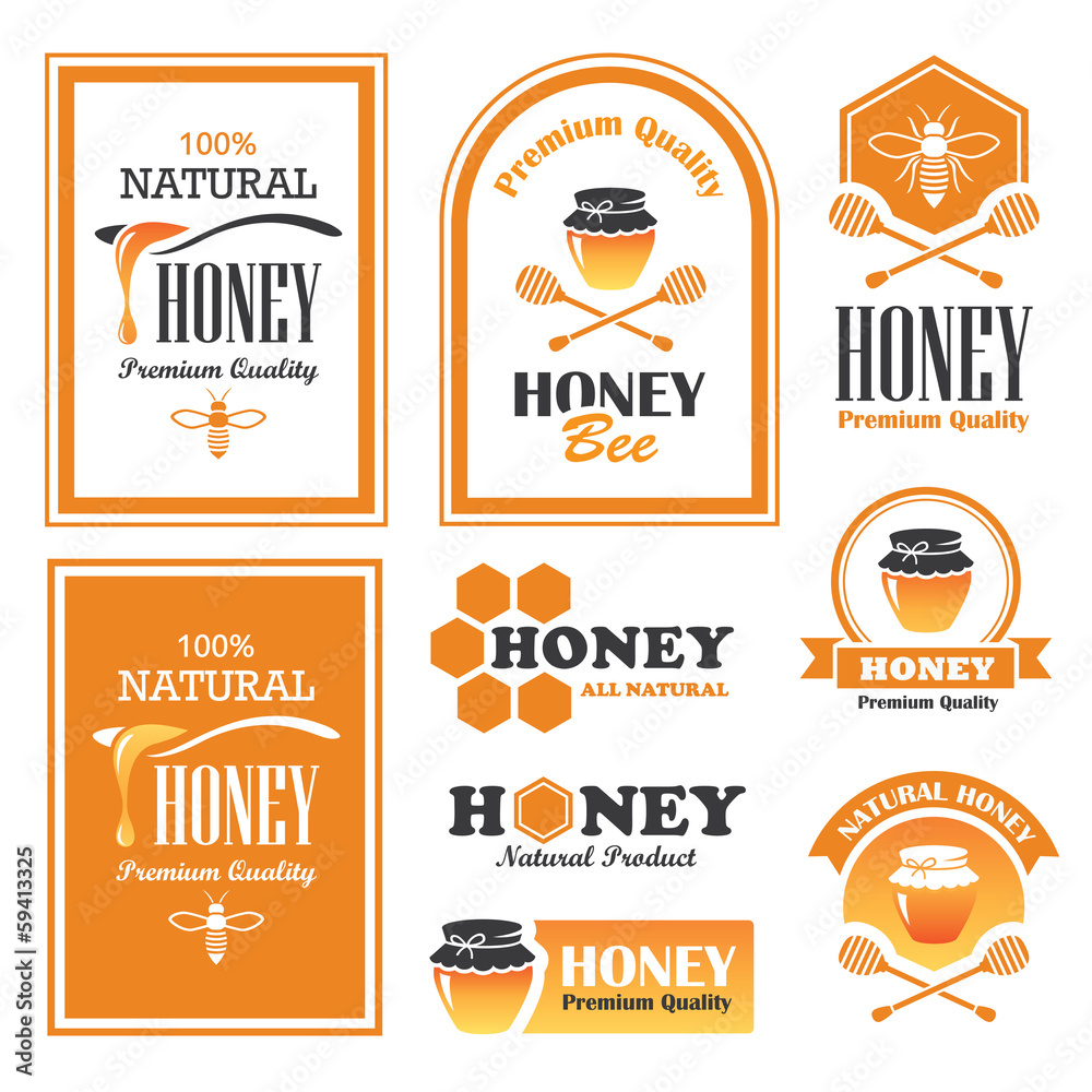 Honey labels - obrazy, fototapety, plakaty 