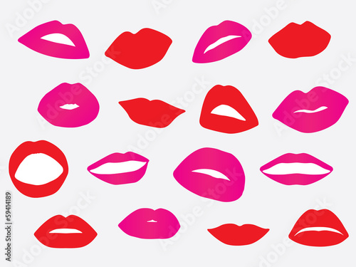 Set of red and pink lips illustration
