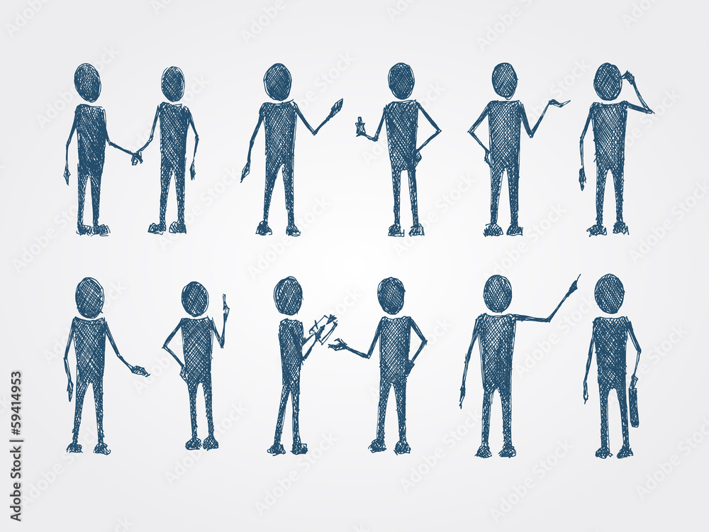 Set of doodle busines people collaboration Set of doodle busines people collaboration