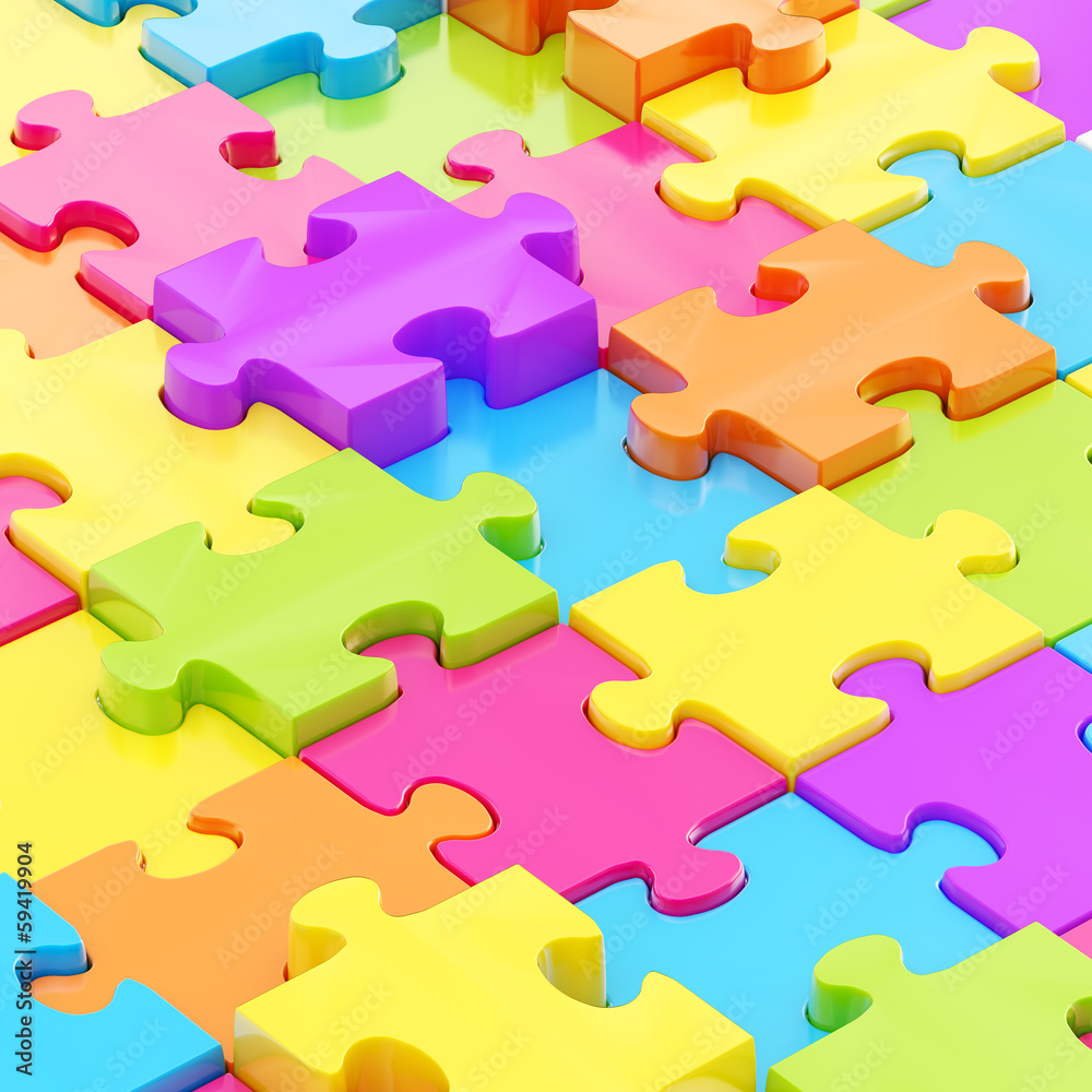 Puzzle pieces covered surface Puzzle pieces covered surface