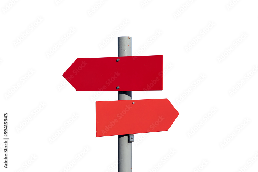 Red guidepost isolated with clipping path Red guidepost isolated with clipping path