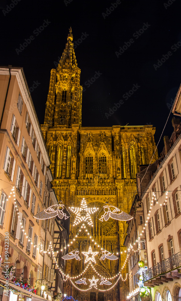 Christmas decorations near the Cathedral - Strasbourg