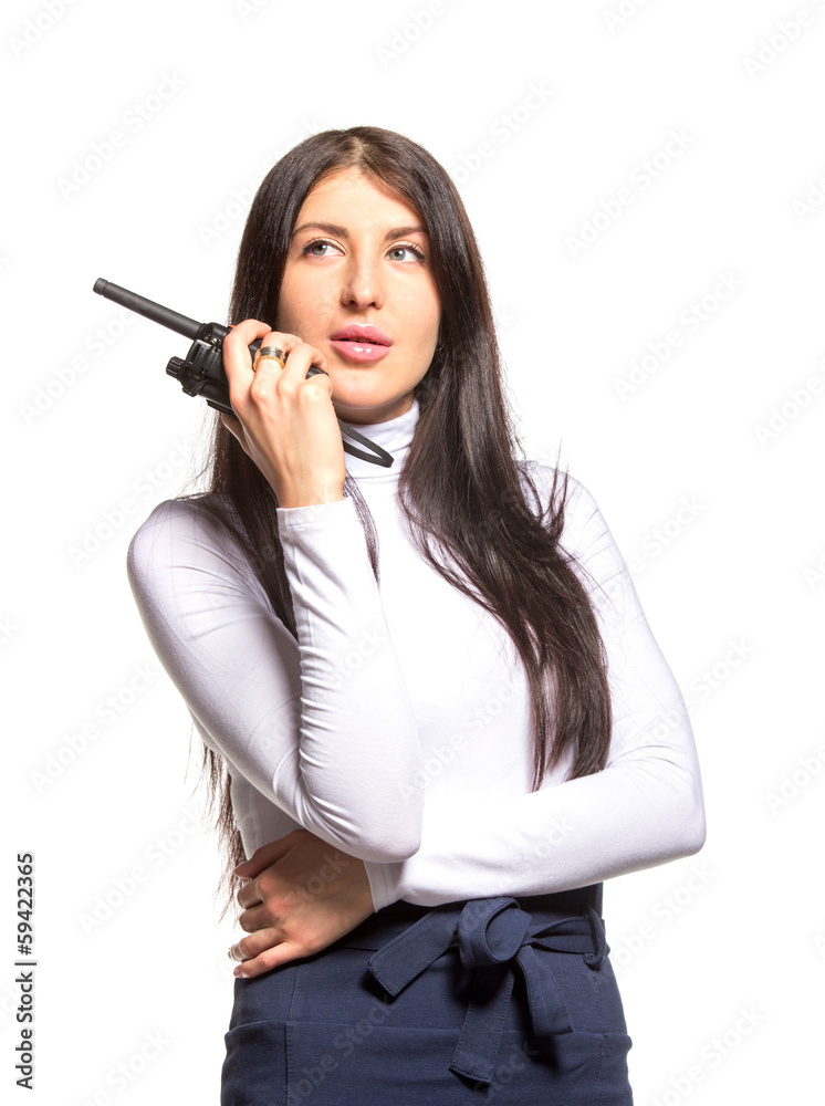 Business woman on the walkie-talkie Business woman on the walkie-talkie