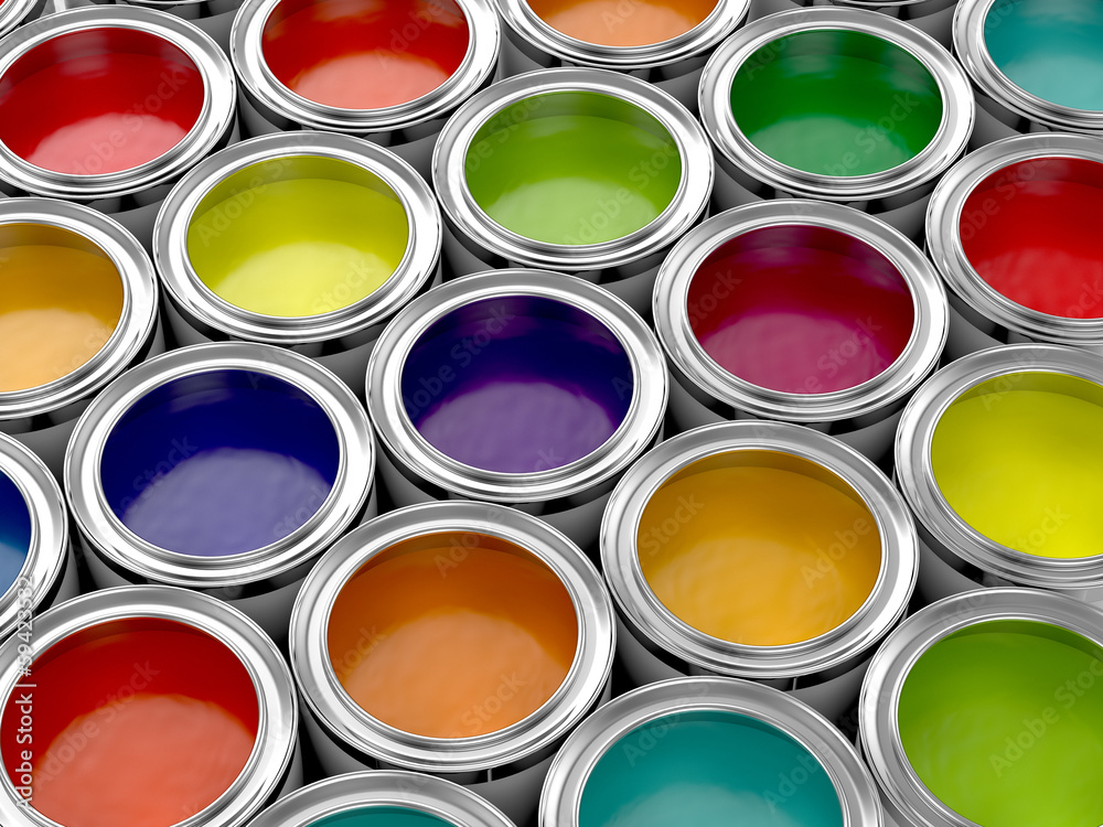 Colorful paint cans Colorful paint cans