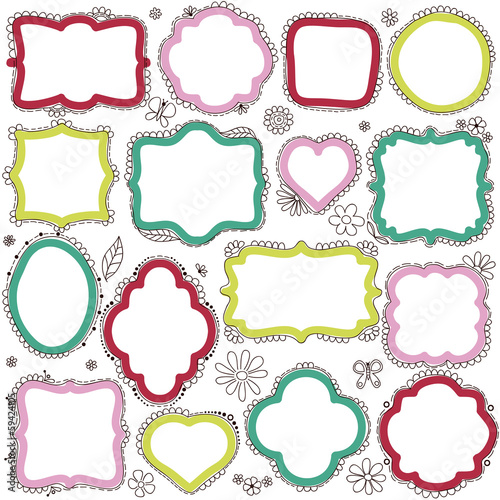Set of hand-drawn doodle frames