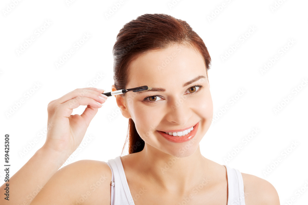 Beautiful hygiene woman with eye brush. Beautiful hygiene woman with eye brush.