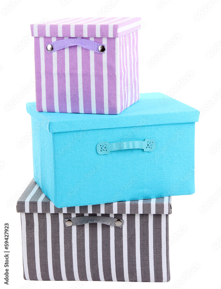 Textile boxes, isolated on white Textile boxes, isolated on white