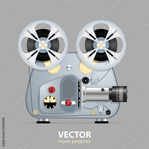 Retro movie projector illustration