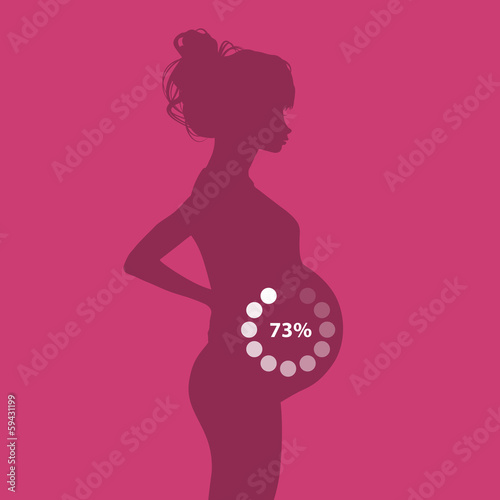 Pregnant woman with loading sign on her belly