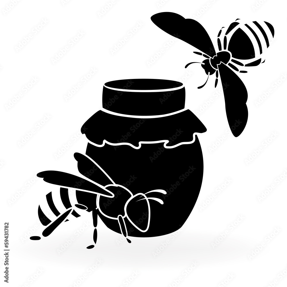 Black bees and honey - obrazy, fototapety, plakaty 