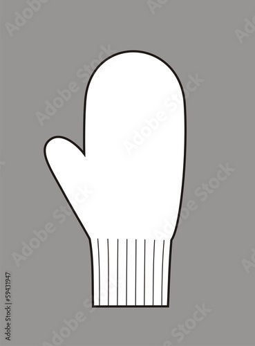 Vector fashion illustration of a knitted mitten