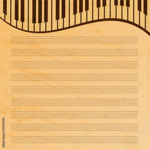 music paper decorated with keys.old music paper.grunge effect.mu
