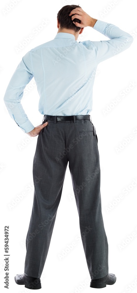 Thoughtful businessman with hand on head Thoughtful businessman with hand on head