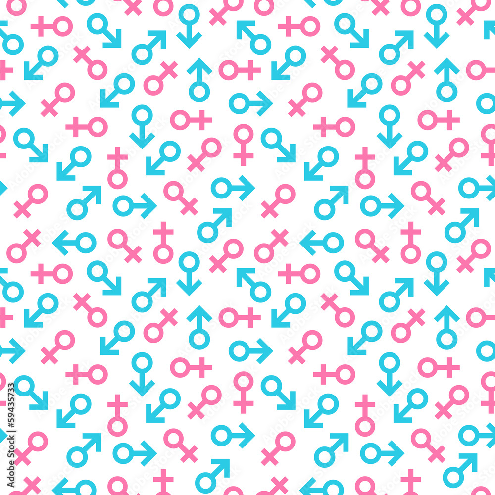 Seamless pattern of male and female symbols