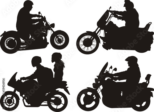 bikers, riders - silhouettes