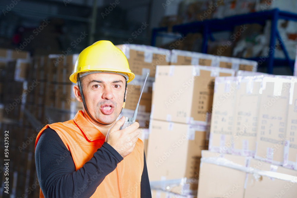foreman stock workers with portable radio foreman stock workers with portable radio