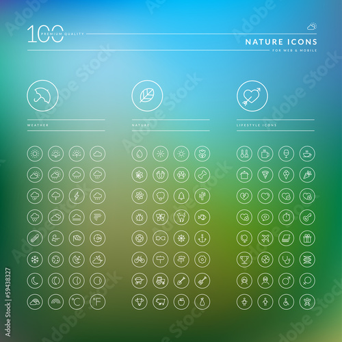 Set of icons for for weather, nature and lifestyle
