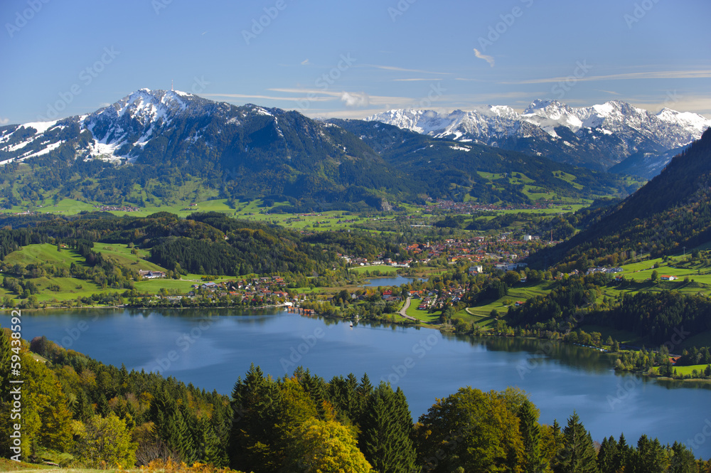 panorama landscape with alps mountains in Bavaria