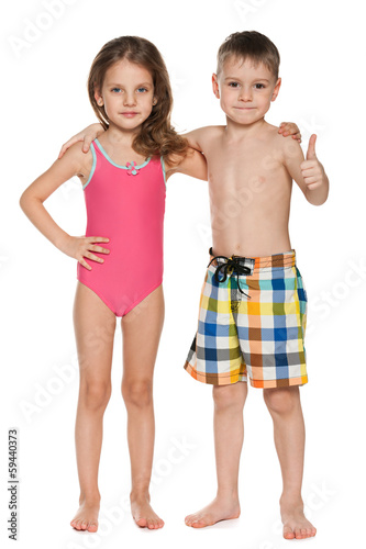 Two children in swimsuits