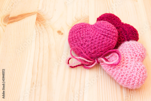lovely knitted toys in the shape of hearts