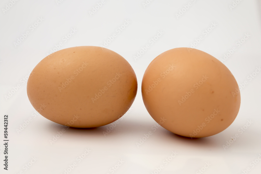 Two chicken eggs on white background Two chicken eggs on white background
