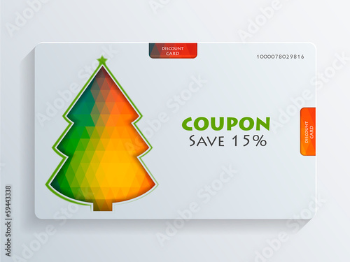 Coupon with colorful Christmas Tree