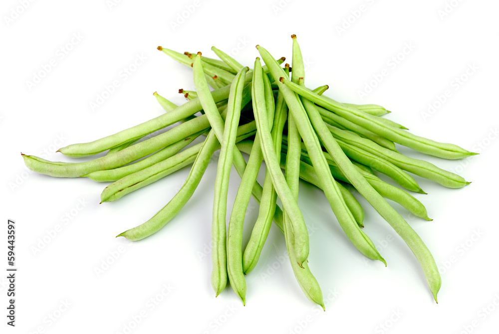 green beans on white background green beans on white background