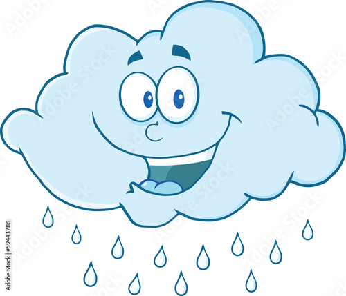 Happy Cloud Raining Cartoon Mascot Character