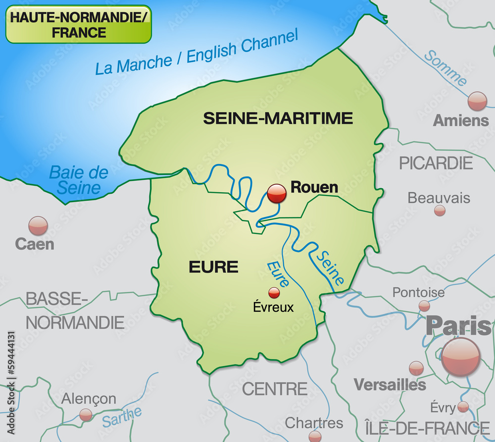 Karte von Haute-Normandie mit Grenzen