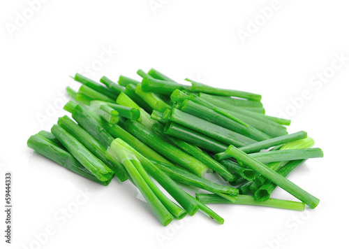 spring onions on a white background.
