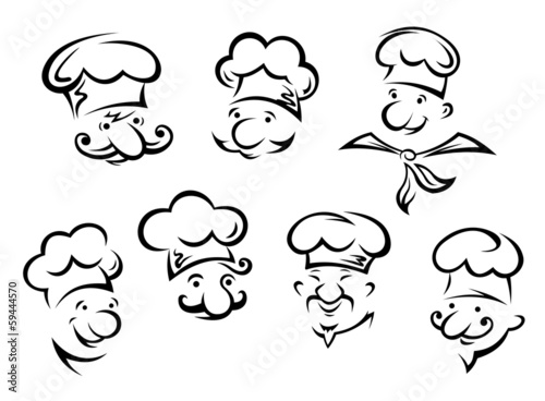 Cartoon portraits of  funny chefs