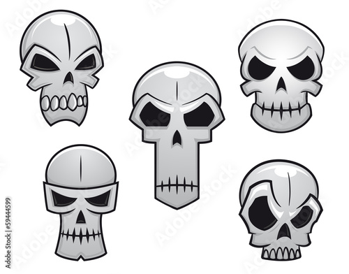 Cartoon skulls set with danger emotions