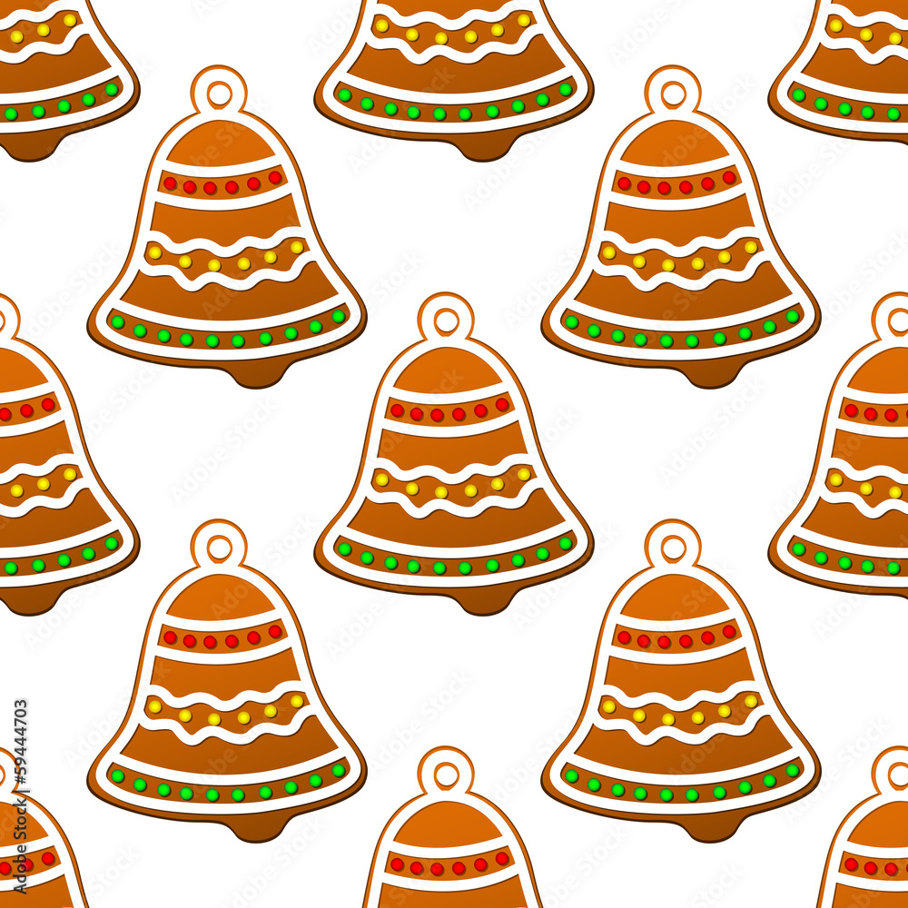 Christmas gingerbread bell seamless background Christmas gingerbread bell seamless background