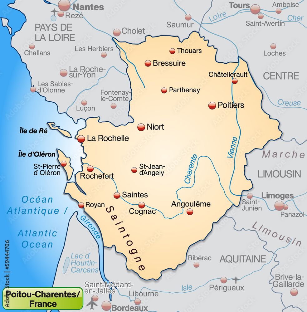 Poitou-Charentes als Übersichtskarte