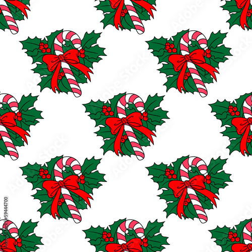 Christmas candy stick seamless pattern
