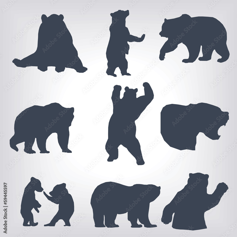 Fototapeta premium action bear silhouette set
