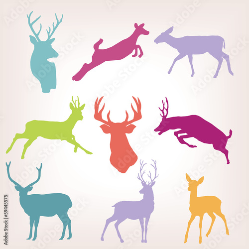action deer silhouette set