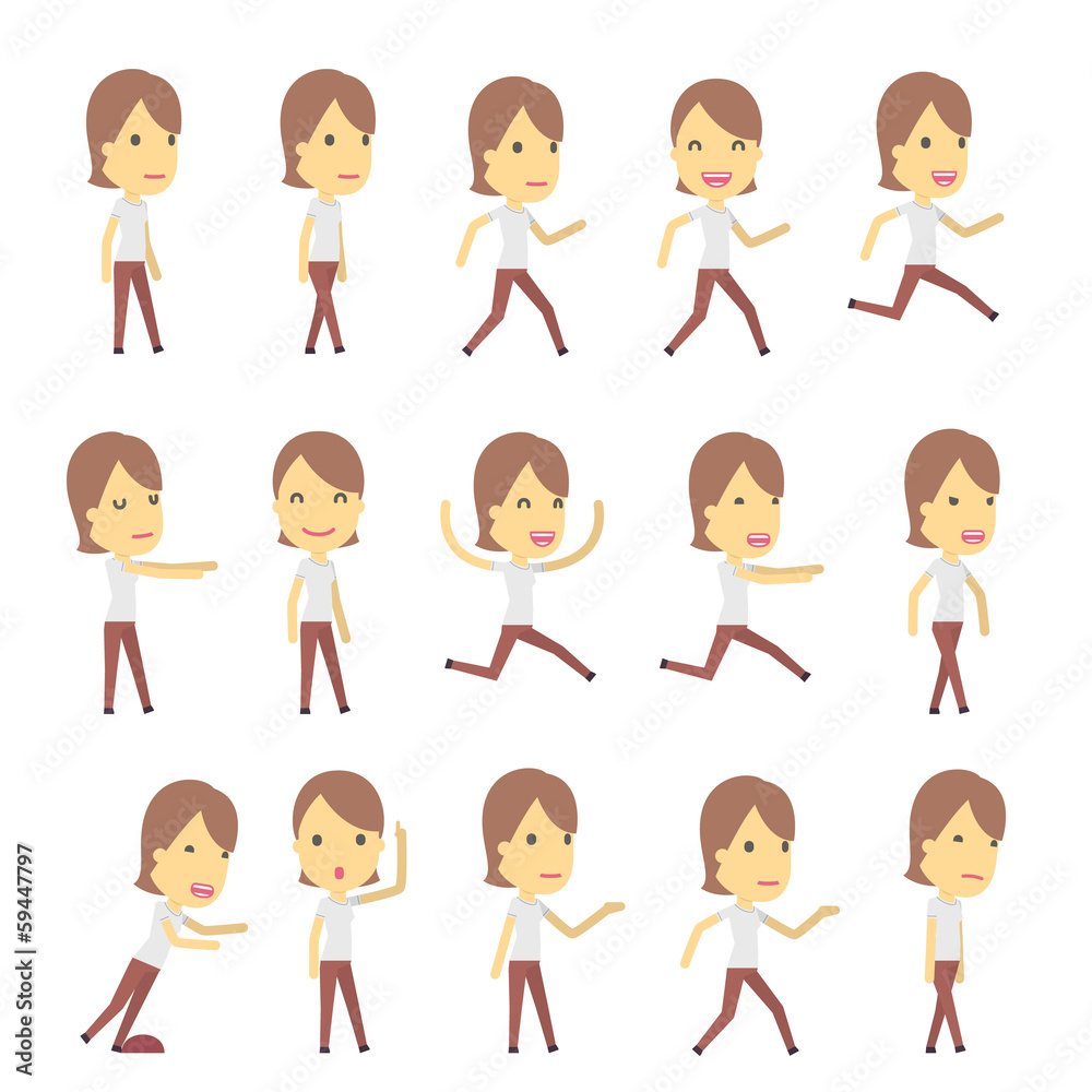 urban character set in different poses. simple flat design. urban character set in different poses. simple flat design.