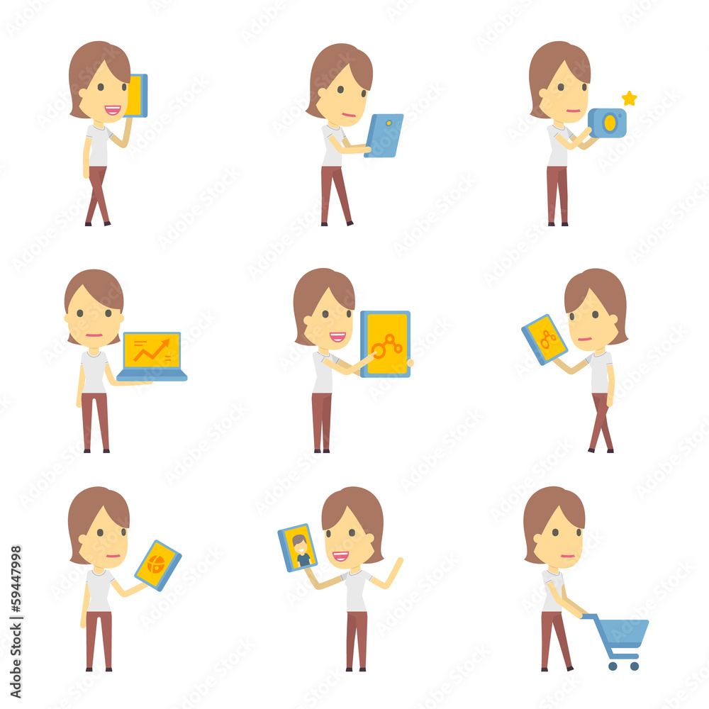 urban character set in different poses. simple flat design. urban character set in different poses. simple flat design.
