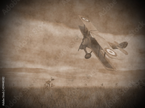 фотографія Biplane flying - 3D render